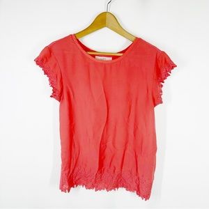 Ann Taylor Loft Coral Short Sleeve Blouse Medium